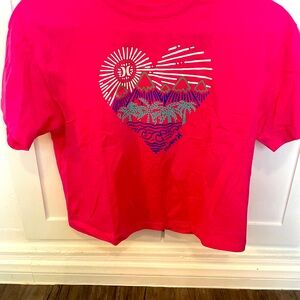 Girl’s large (fits like women’s xs/small) cropped bright pink Hurley T-shirt